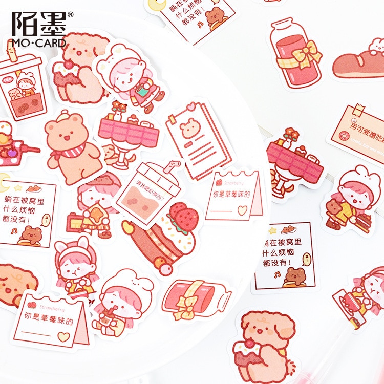 40 stuks/pak konijnengroep briefpapier stickers afdichtingslabel reissticker scrapbook dagboek planner albums decoraties doe-het-zelf