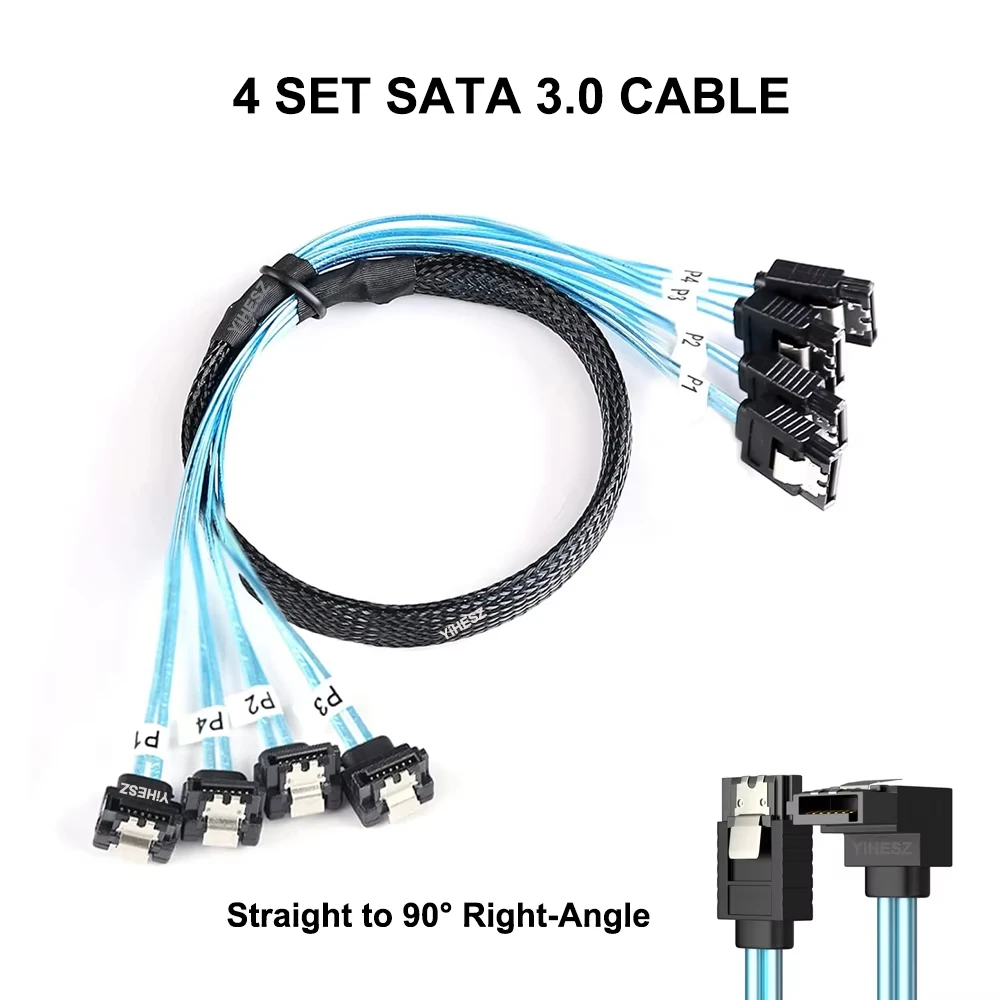 Cable SATA 3,0 de 0,5 m y 1m Cable de datos SATA de ángulo recto de 90 grados Cable SAS/SATA-12Gbps para servidor Nas-Raid SDD HDD CD DV: Blanco / 1 metro