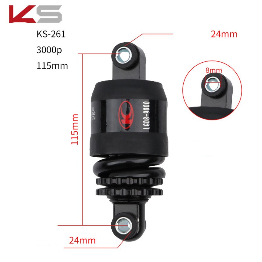Kindshock KS Shock Absorber Suspension Mountain Folding Electric Bike Scooter Bicycle Spring Rear Shocks 1200 3000 Pounds