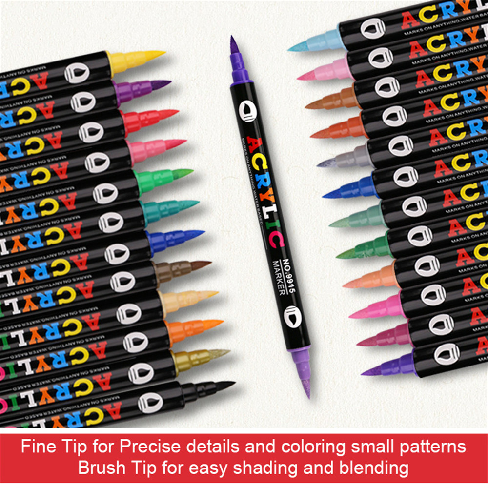 Rotuladores de pintura acrílica de doble punta, 72 colores, paquete de 36 marcadores de arte, juego de marcadores de dibujo para manualidades DIY, suministros de arte