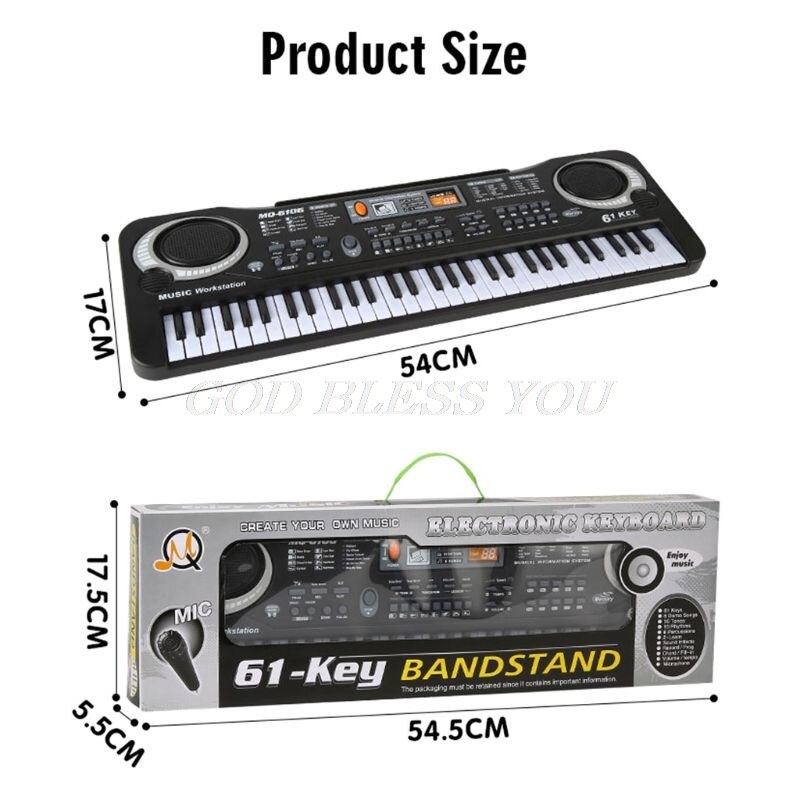Teclado de Piano Digital con micrófono para niños, 61 teclas de órgano electrónico, Juguete musical,