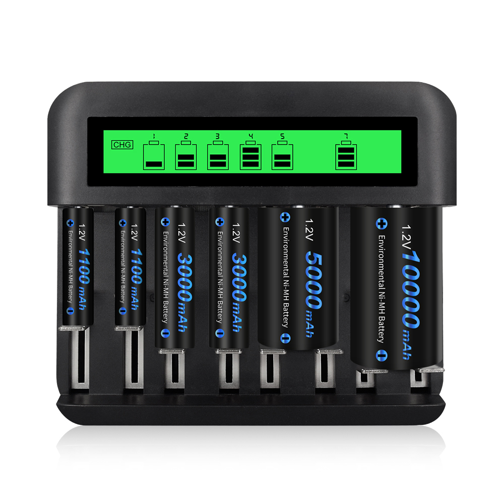CITYORK-batería recargable de tamaño D, pila R20 de 10000mAh, 1,2 V, NI-MH D, cargador de batería para C, D, AA, AAA