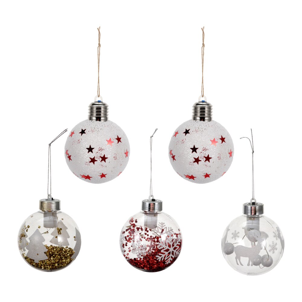 5pcs Christmas Ball Hanging PVC LED Light Ball Craft for Home