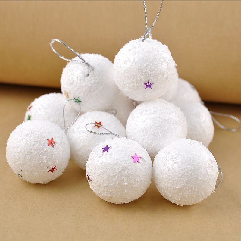 Kerst 6 stks/pak 4-7 cm Kerst Sneeuwbal Wit Schuim Ballen Party Ornamenten Xmas Tree Opknoping Party Ornamenten