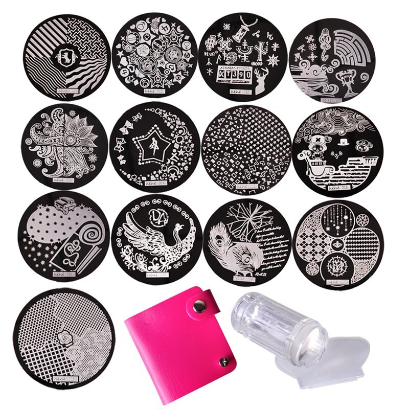 30/10pc Nail Platen + Clear Jelly Silicone Nail Art Stamper Schraper met Cap Stempelen Template Image Plates nail Stempel Plate Tool