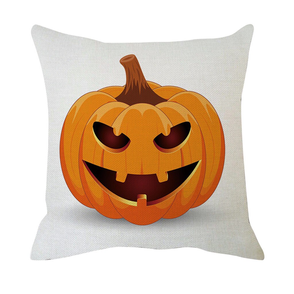 Halloween Pompoen Uitdrukking Afdrukken Katoen Zachte Linnen Wit Sierkussen Case Kussenhoes Thuis Woonkamer Sofa Decoratie: A