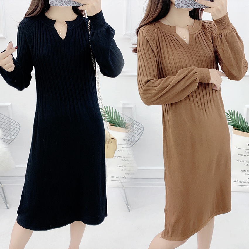 Herfst- en winterjurk voor zwangere vrouwen, lange lantaarnmouwen, trui voor zwangere vrouwen, jurk voor zwangere vrouwen