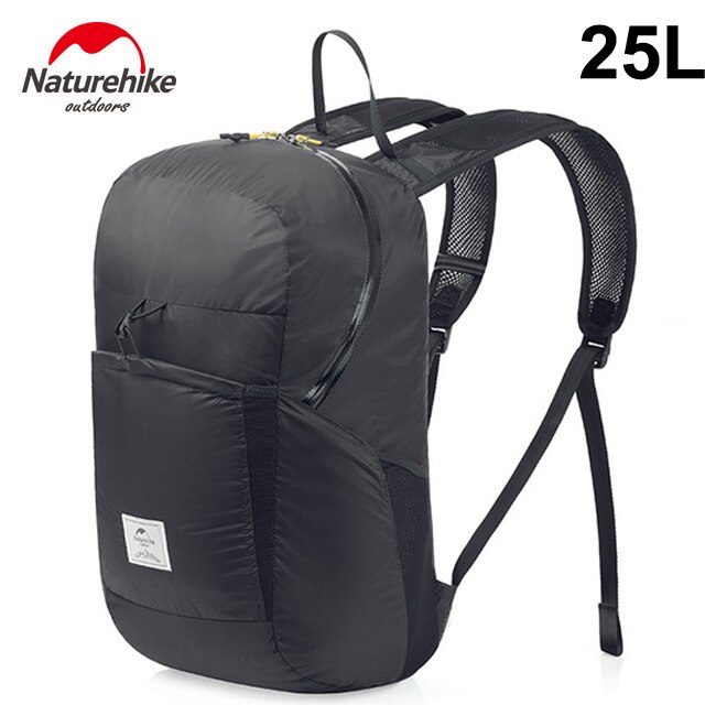 Naturehike Lightweight Packable Durable Travel Hiking Backpack Daypack Small Package Bag Multifunctional Unisex Folding Backpack: 25L upgrade black