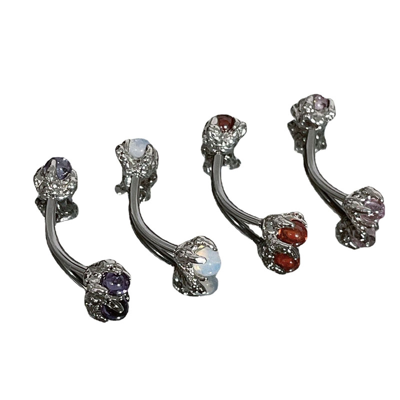 Dragon Claw Zircon Eyebrow Lip Rings Opal Piercing Jewelry Ins Sweet Stainless Steel Eye Brow Ring Piercing for Eyebrow