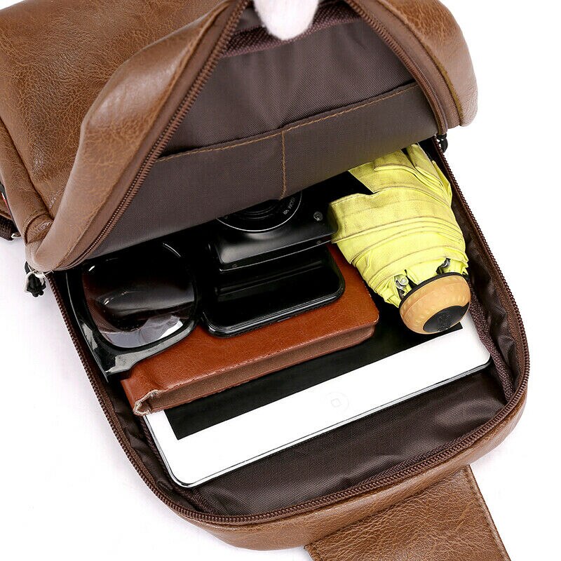 Heren schoudertas sling borsttas canvas usb-oplaadbaar buitensport anti-diefstal borst crossbody handtas