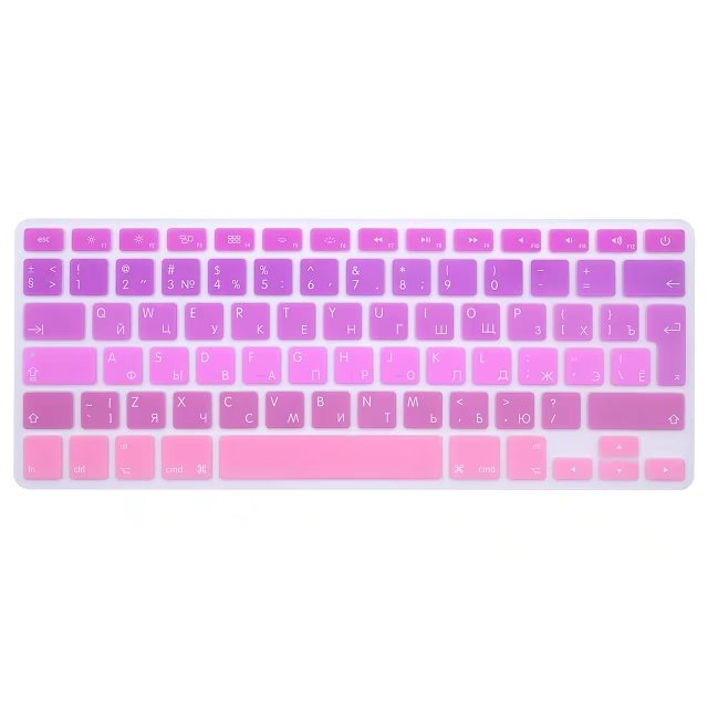 Cubierta de silicona para teclado, color negro, degradado ruso UE/RU, Protector de pegatinas para MacBook A1278 A1425 A1369 A1466 A1398 A1286