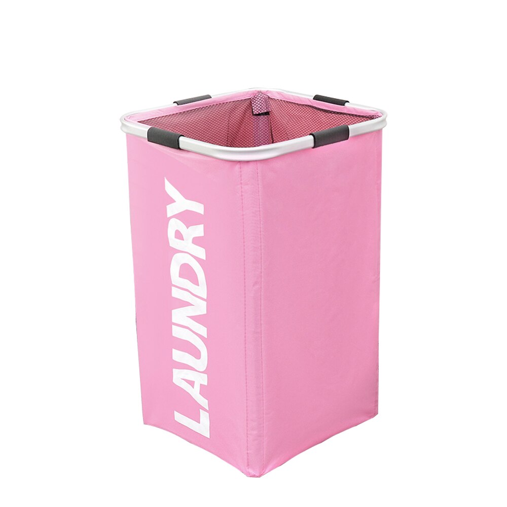 Shushi Foldable Home Laundry Hamper WaterProof Oxford Dirty Clothes Storage Basket Aluminum Frame Corner Laundry Organizer: PINK