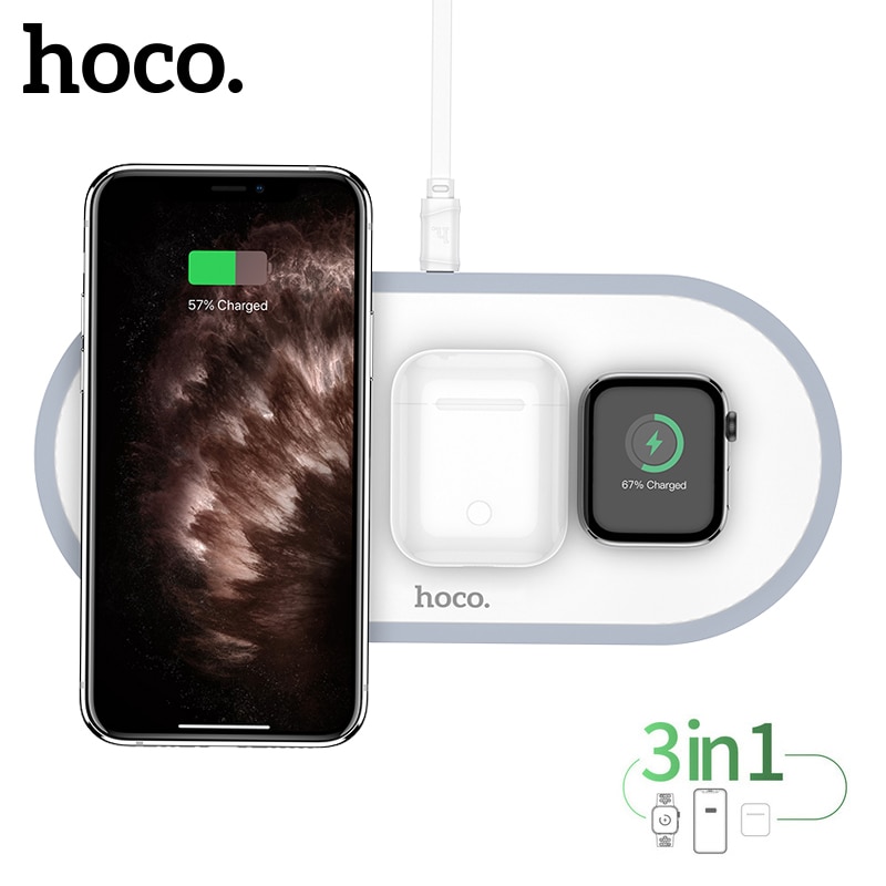 Hoco 3 in 1 Drahtlose Ladegerät Pad Qi Schnelle Lade Für iPhone 11 12 Pro Max XS XR Schnell Ladegerät für iWatch 5 4 3 2 1 Airpods Pro