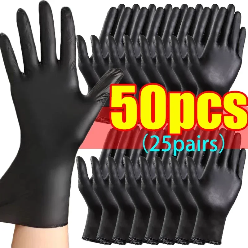 Schwarze Nitril-PVC-Handschuhe, starke Handschuhe, Einwegartikel für Hausarbeit, Geschirrspülen, Auto, Industrie, Gartenarbeit, Haustierpflege, Backen, Kochwerkzeug: M / verrotten