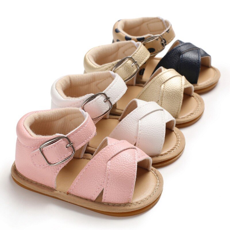 Sandales en Pu pour -né fille et garçon, chaussures de marche confortables et souples pour bébés de 0 à 18 mois