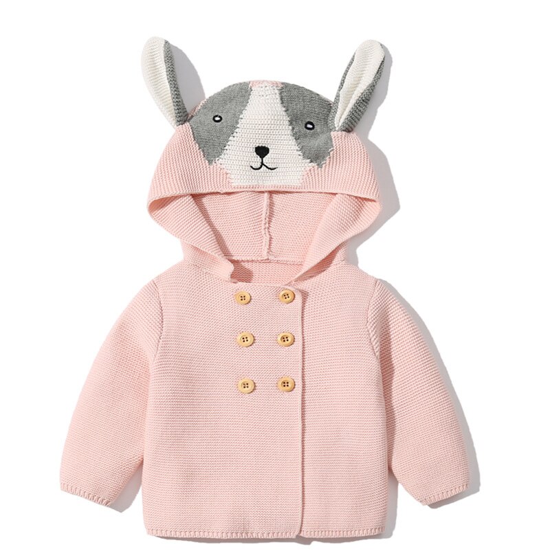 Baby Meisjes Truien Peuter Jongens Vesten Jas Hooded Konijnenoren Kinderen Katoenen Truien Herfst Winter Kids Trui Aantrekken: Roze / 66(3-6M)