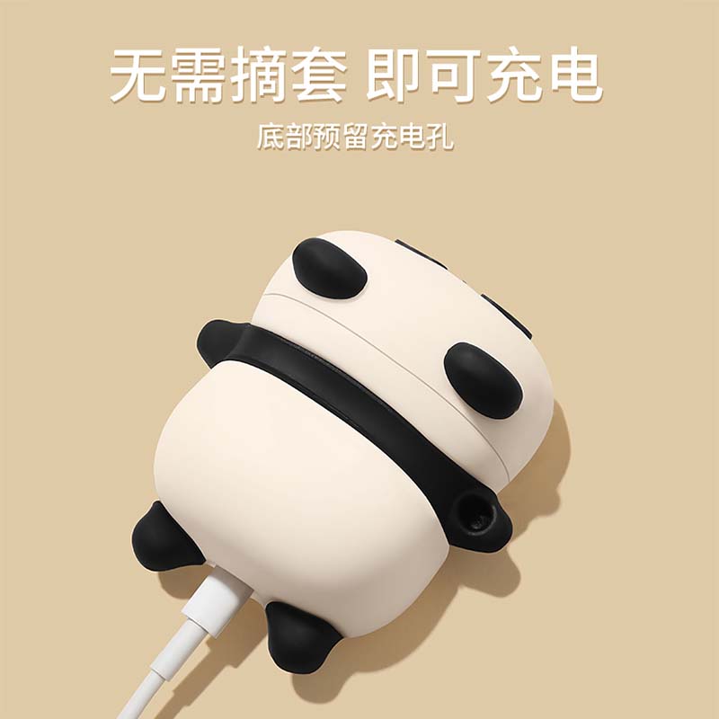 Leuke Liggende Panda Hoofdtelefoonhoes Voor AirPods 4 (2024) Airpod Pro 1 2 3 Bluetooth Oordopjes Oplaaddoos Beschermende Oortelefoonhoes