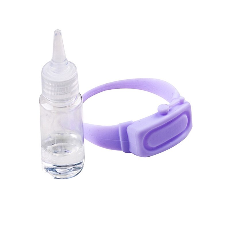 Silikonarmband handdispenser sanitizer dispensering bärbar dispenser pumpar desinficera armband hand handledsband med flaska: Lila