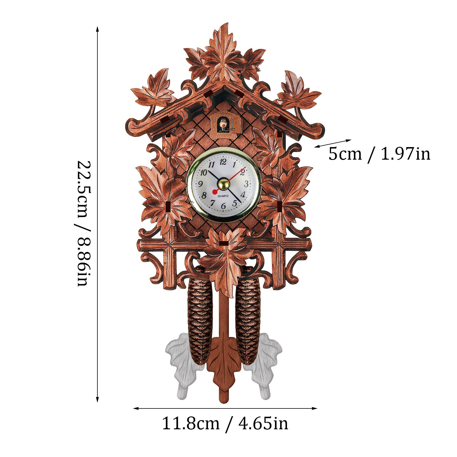 Kintrot – horloge murale à Quartz en bois, pendule, décoration de maison en forêt noire: F