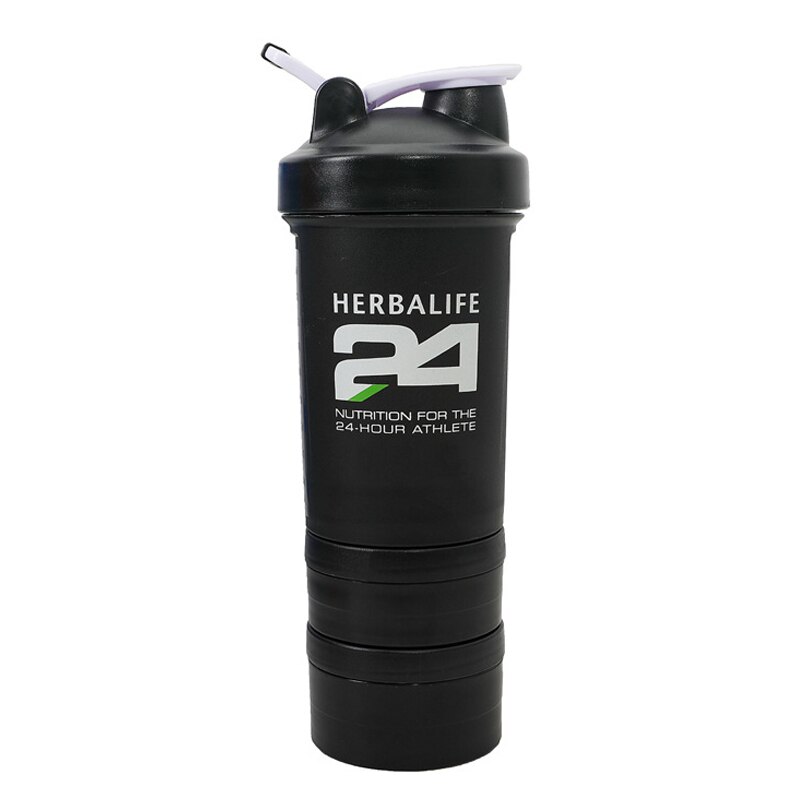 JOUDOO-bouteille de nutrition à l'herbalife 1000ml, pour shaker, pour lait, bouteille en paille, pour sport, gourde spatiale,: 500ml 24 black