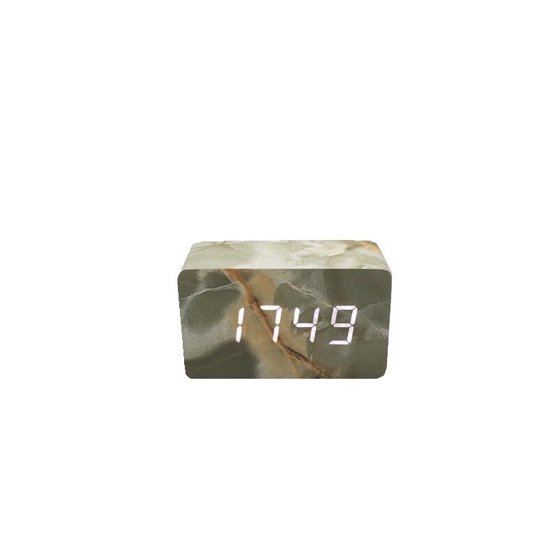 Rechteck Marmor aufbringen Digital Holz LED Temperatur Wecker Holz retro glühen Uhr Schreibtisch Tabelle Dekor Schreibtisch Werkzeuge: N