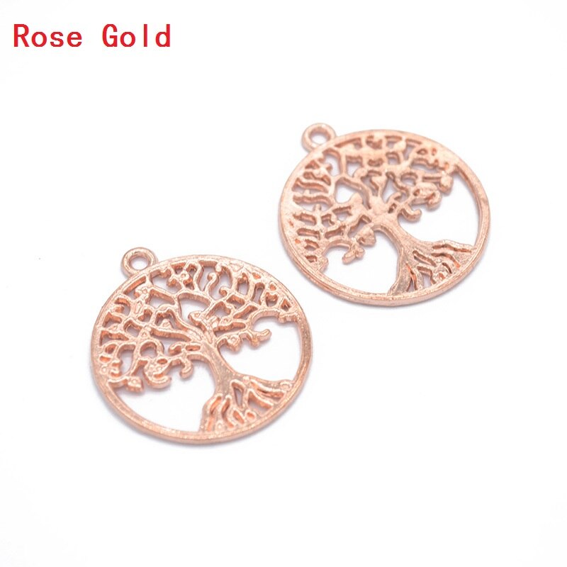 10 stücke legierung Tibetischen Versilbert lebensbaum Charme Anhänger für Schmuck Handgemachte Fertigkeit DIY 29*26mm 21112: rose gold