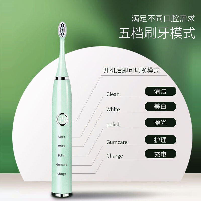 Electric toothbrush ultrasonic USB charger rechargeable waterproof soft toothbrush replaceable brush head set