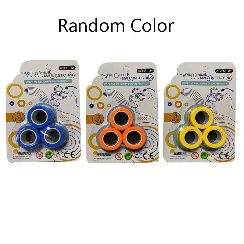 3 stk tilfældige farve magnetiske ringe stress relief ring dekompression ring til angst autisme relief legetøj: Default Title