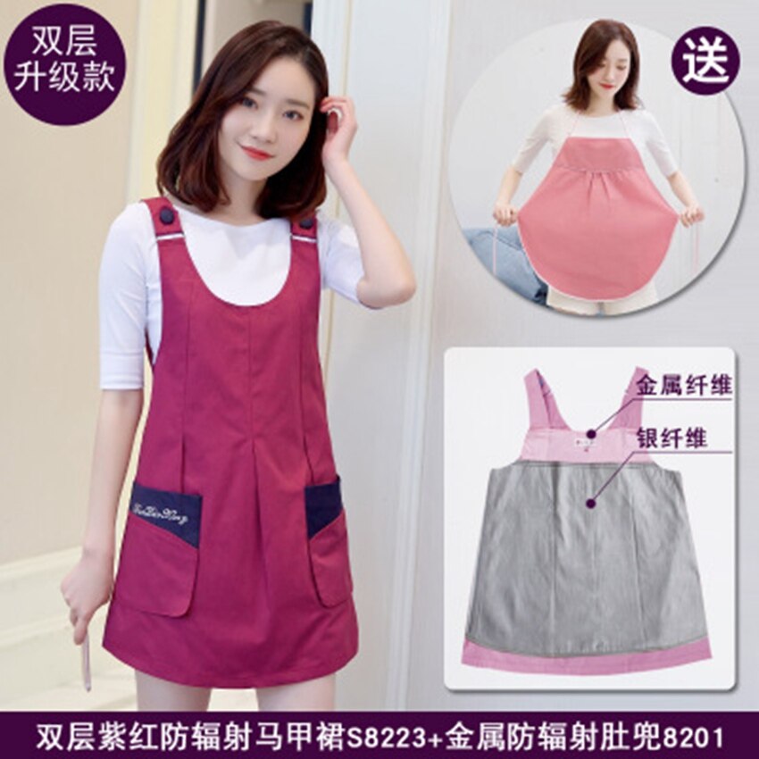 Radiation protection suit maternity dress double radiation suit vest dress clothes pregnancy radiation protection clothing whole: zi hong