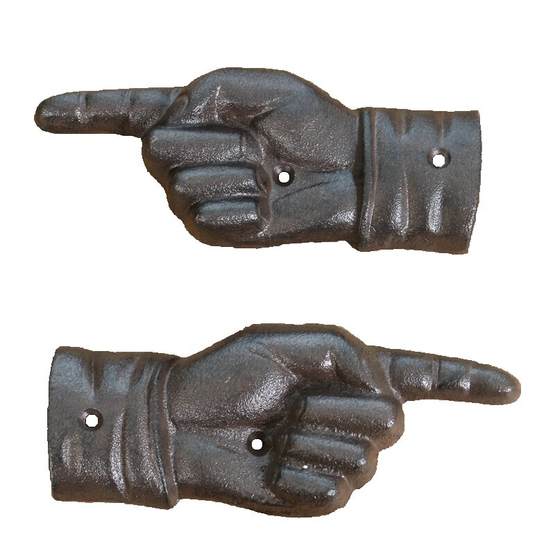 Pointing Hand Cast Iron Direction Sign 3 1/4 Inch