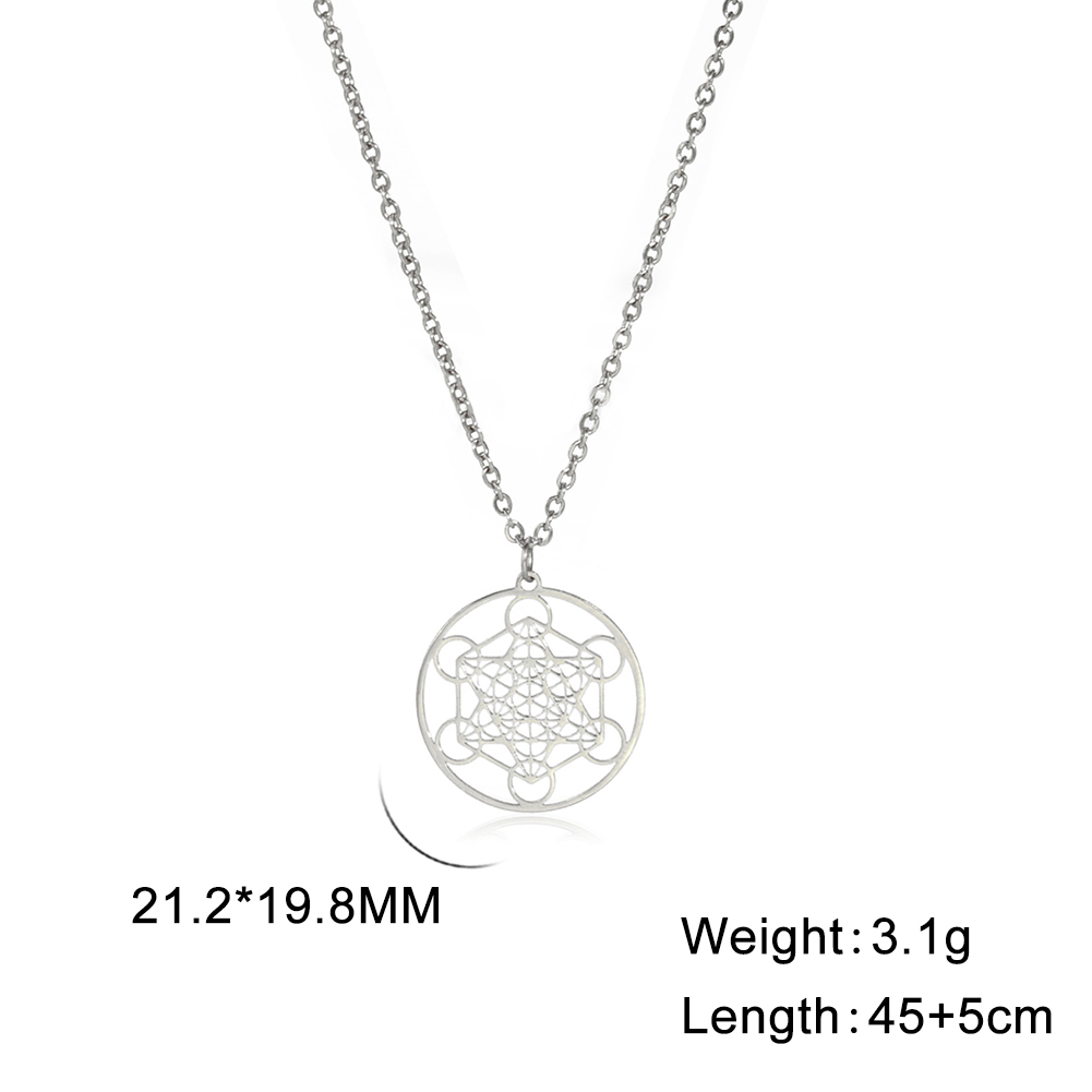 Skyrim Stainless Steel Angel Seal Archangel Metatron Cube Necklace Women Men Sacred Geometry Amulet Religious Spiritual Jewelry: PURPLE
