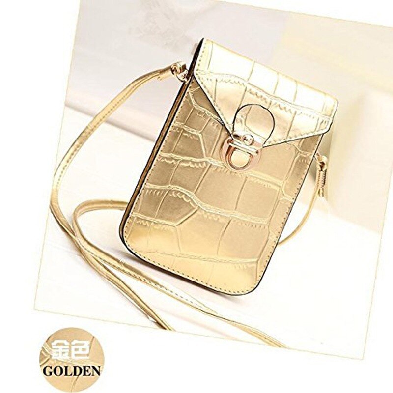 Cartera de bolsillo para exteriores para mujer, bolso cruzado decorativo con forma de corazón, pantalla táctil para teléfono móvil: glod 4