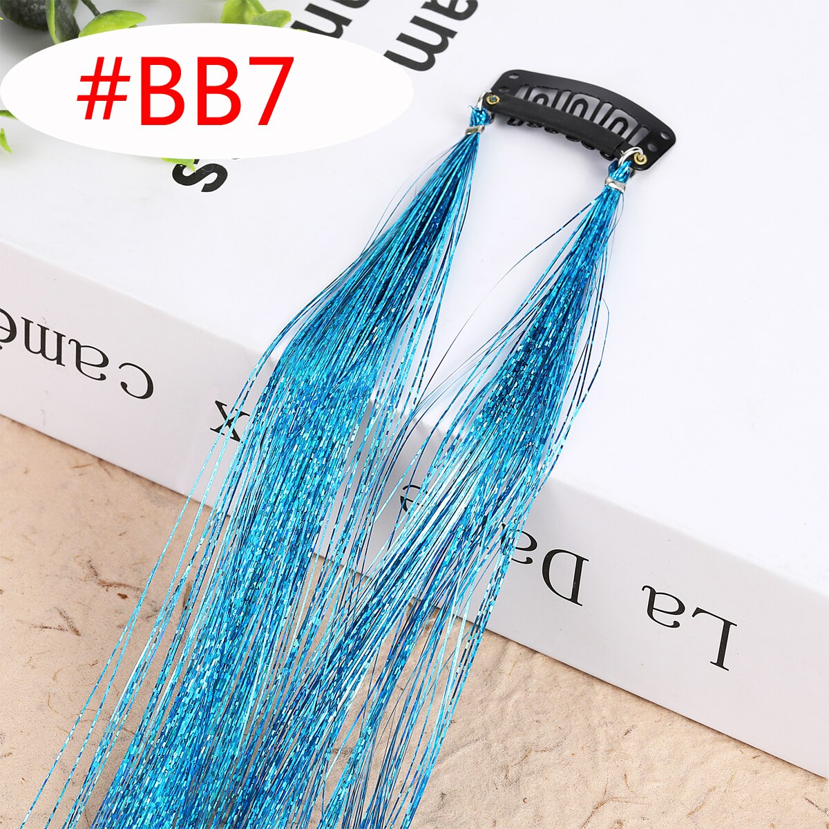 20 Colors Long Straight Hair Tinsel Bright Hair Extention Glitter Clip Hairpiece Sparkling Shiny Clip In Hair Tinsel Tools: 1pc colorBB7