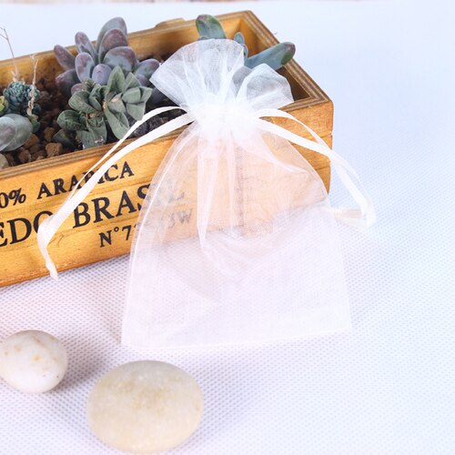 Fabrik 20pc/ parti taske smykker emballage organza taske fødselsdagsfest indretning bryllup jul 20 x 30cm snoreposer: Hvid