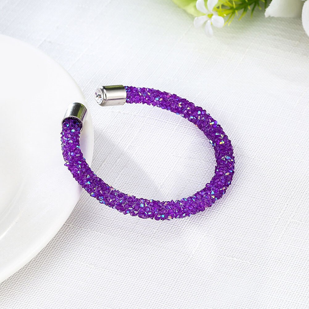 Exquisite Kristall Manschette Armband Öffnen Armreifen Pulseira Feminina Für Frauen Bijoux Neue Schmuck Armreifen: Lila