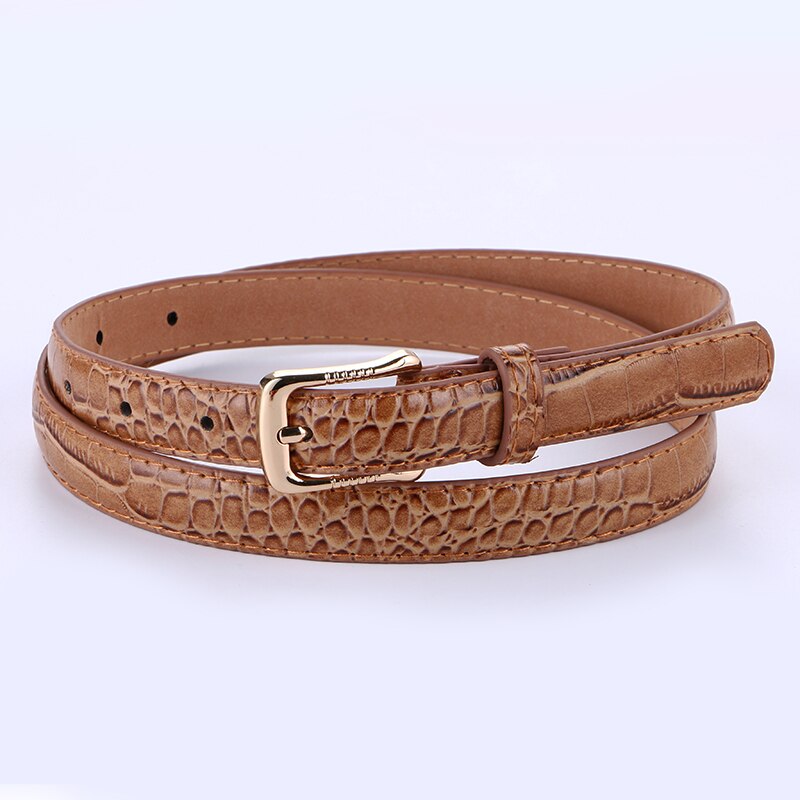Bra kvinna pu läder skinny belt tunna midjeband remmar smala krokodil mönster bälten pin spänne bälte lady jean student
