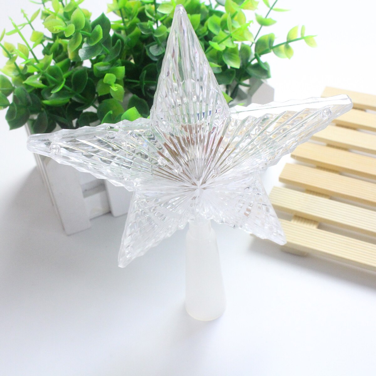 2PCS Color Changing Xmas Christmas Tree Topper Star Shiny Rotating Light Party LED Lamp Decoration