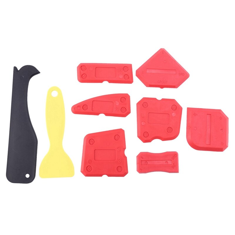 9 Pieces Silicone Sealant Finishing Tools Smoothing Caulking Tool Kit for Kitchen Bathroom Floor Sealing, Red: Default Title