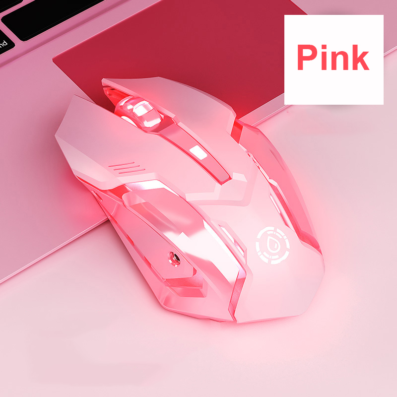 Gaming Mouse Silent Mause Ergonomic Backlit Mini Magic Wireless Mouse For Laptop Computer PC Gamer Silent Mouse For Girl: Pink