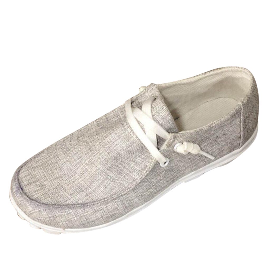 Brezentowych butów kobiet sznurowane buty sportowe letnie damskie mokasyny miękkie oddychające buty na co dzień jednolity, damski płaskie buty plus rozmiar D35