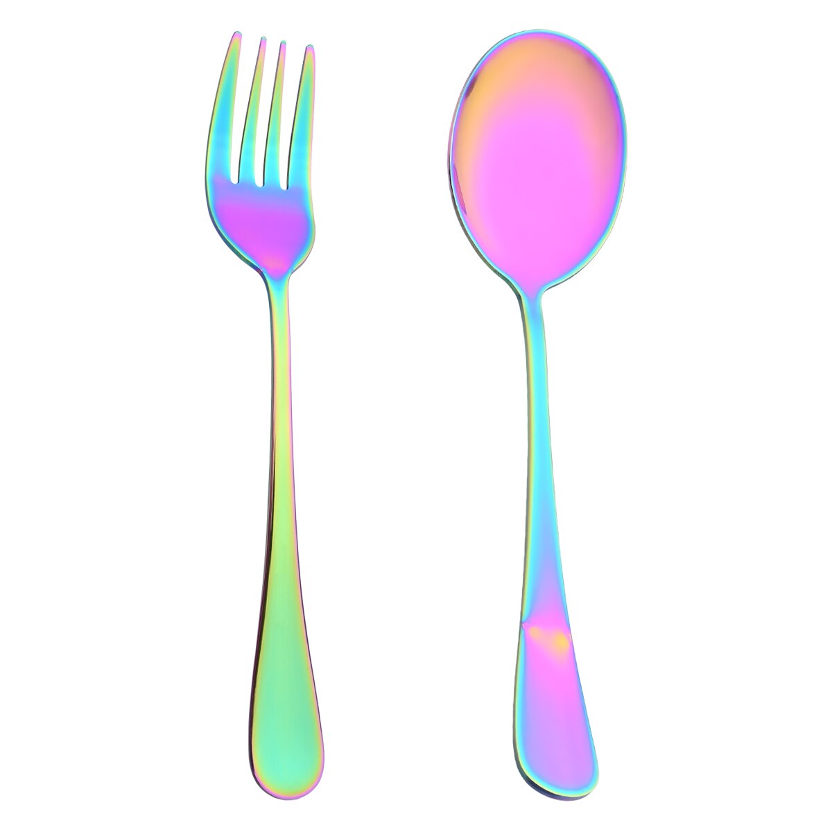 2Pcs Big Salad Serving Spoon Fork Set Mix Spoon Pot Porridge Tool Public Restaurant Serving Kitchenware Using Buffet Utensil: Rainbow A