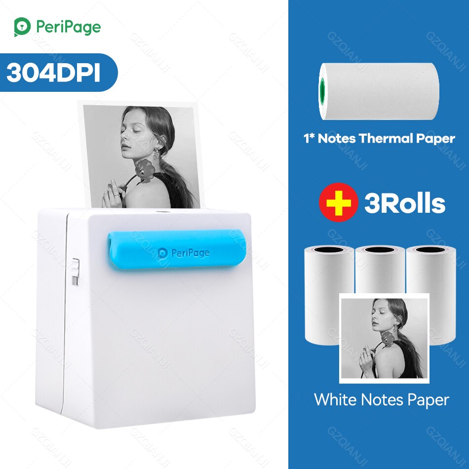 Peripage Mini Pocket Printer Draadloze Thermische Photo Printer Labels Android Iphone Kids A8 Navidad Regalos Impresora: BL add 3 White Paper