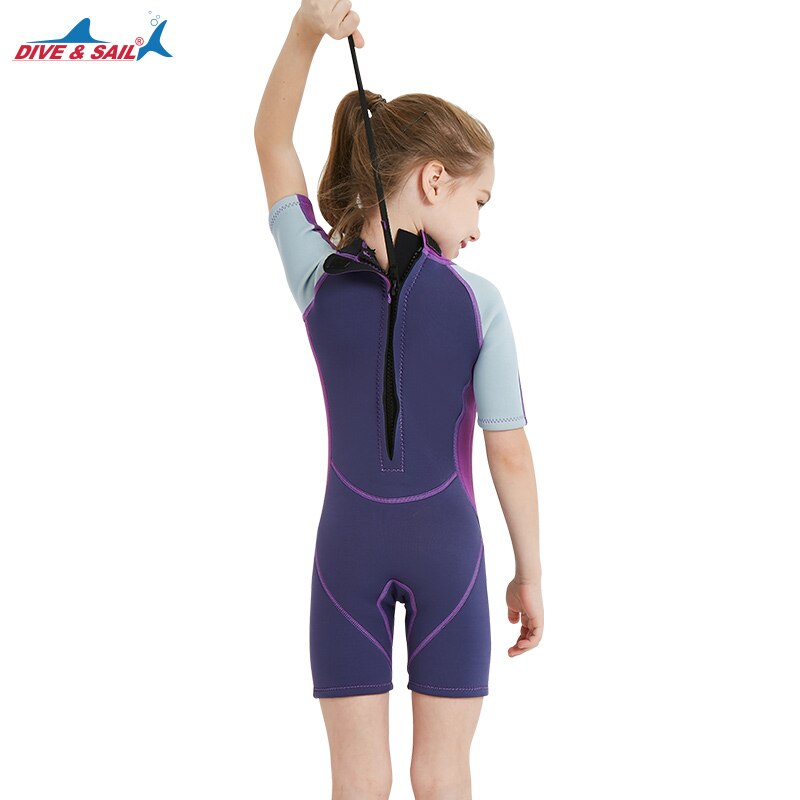 Dykker- og sejlpiger 2.5mm korte ærmer dykkerdragter rashguards børn neopren våddragter i ét stykke surfing triathlon snorkel bodysuit