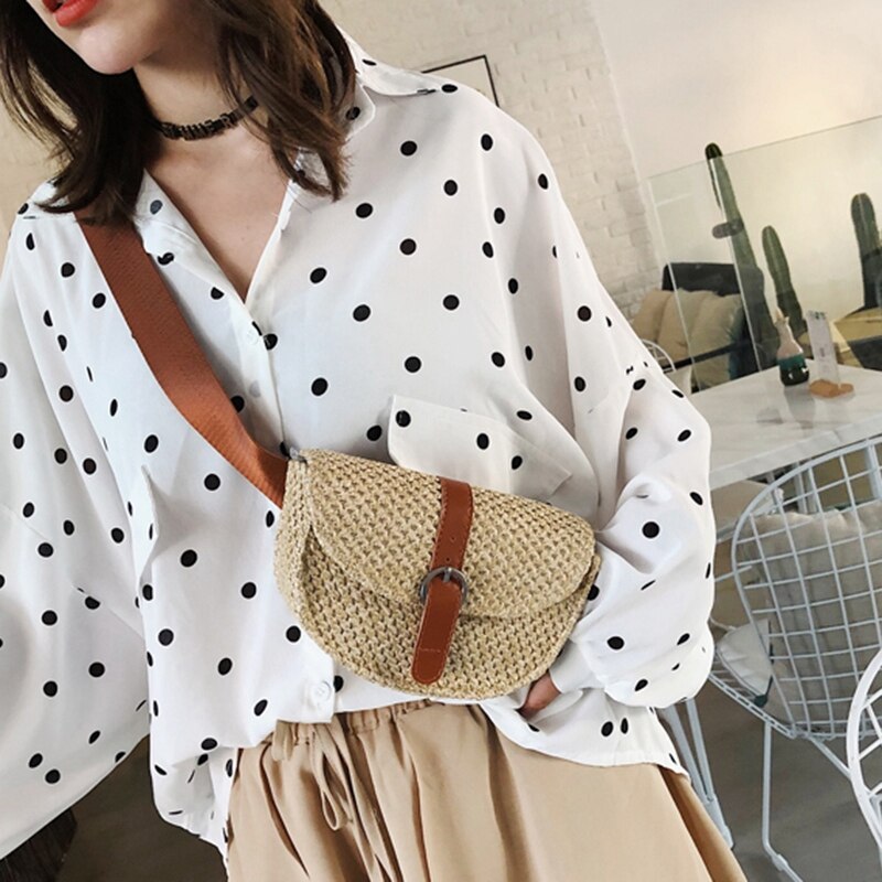 Bohemien dames rieten heuptas heuptas kleine strandtas dames schoudertas messenger bags