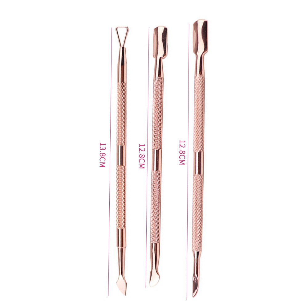 Diozo Cuticle Pusher Set Nail Care Cleaner Manicure Pedicure Tool Rose Gold Rvs Vinger Dode Huid Push