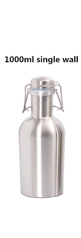 2L Larger Capacity Beer Wine Keg Vacuum Water Bottle Whisky Liquor Flagon Stainless Steel 304 Alcohol Barrel Vokda Hip Flask: 1000ml Non thermal