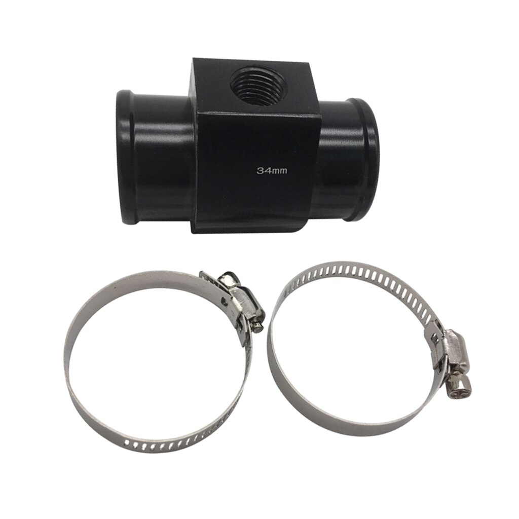 Water Temperature Sensor Joint Pipe Radiator Hose Adapter with Clamps (34 mm, Black)