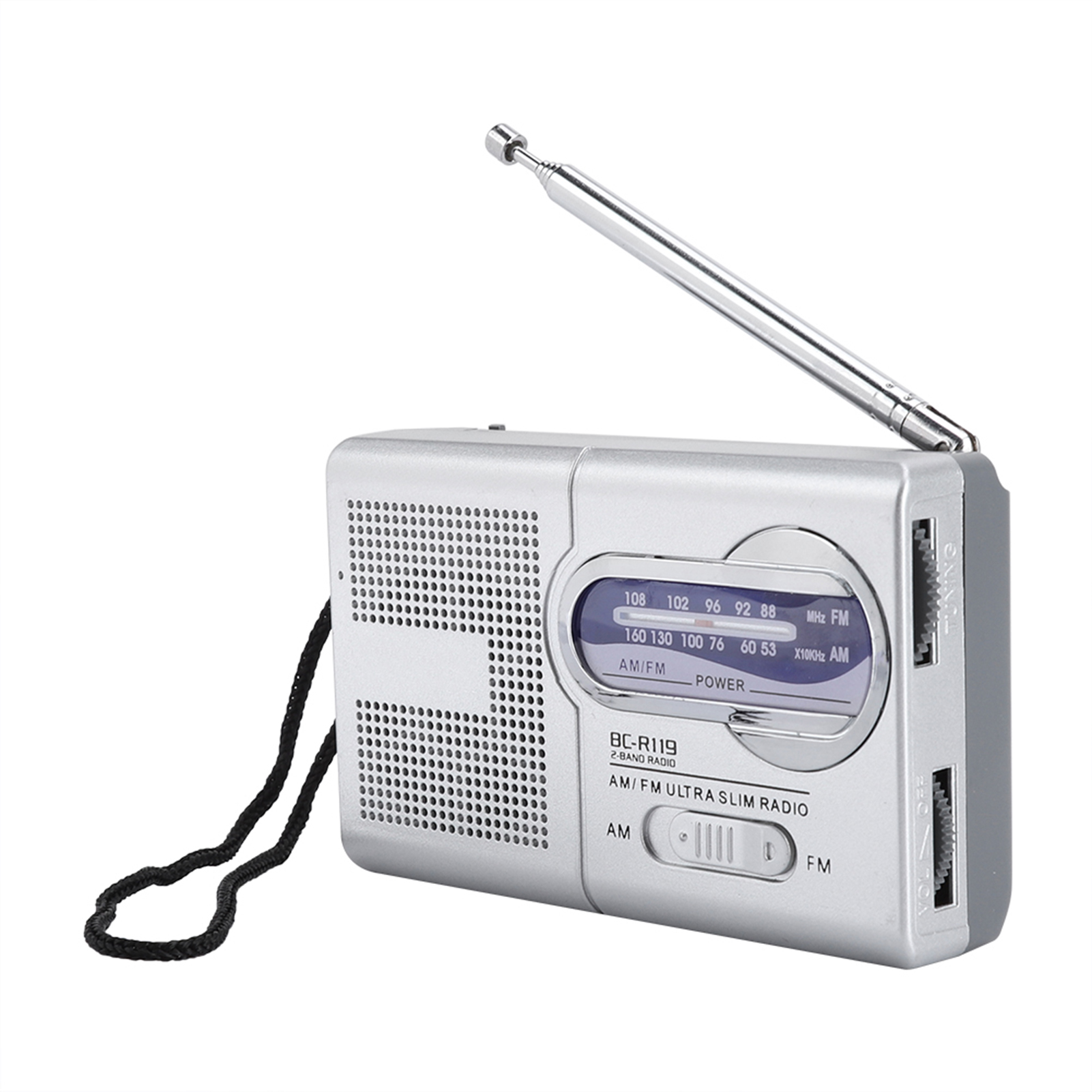 Multifunction Mini Pocket Am FM BCR119 Radio Speaker Receiver Telescopic Antenna