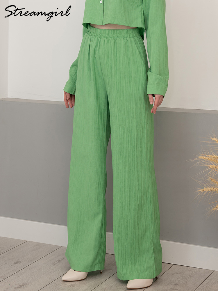 Sommersæt med crop top og bukser til kvinder, 2- delte lige bukser, damejakkesæt, 2-delte sæt til kvinder, skjorte og bukser