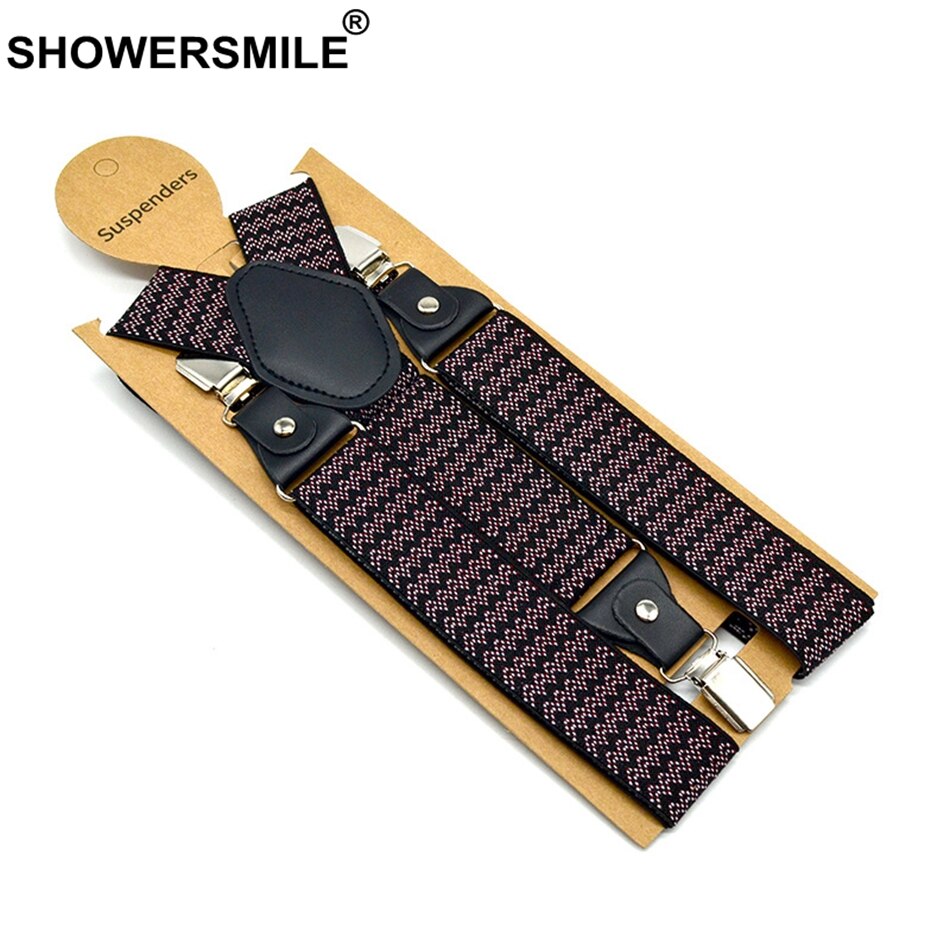 Mens Suspenders Braces Elastic Mens Trouser Belt 3.5cm*120cm Braces Straps Houndstooth Y Back Male Suspender Clips 3 120cm*3.5cm